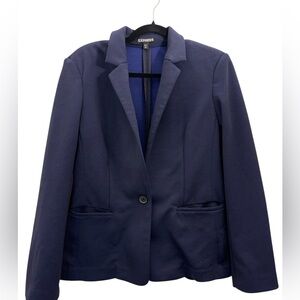 Express Women's Navy Blue Blazer with One Button